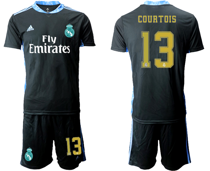 Men 2020-2021 club Real Madrid black goalkeeper #13 Soccer Jerseys->real madrid jersey->Soccer Club Jersey
